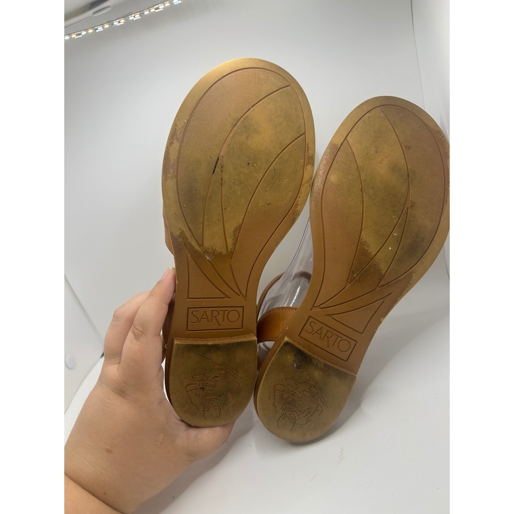 Sarto by Franco Sarto Greene Tan Leather Ankle Strap Flat Sandals Womens 7.5 M - Picture 9 of 10